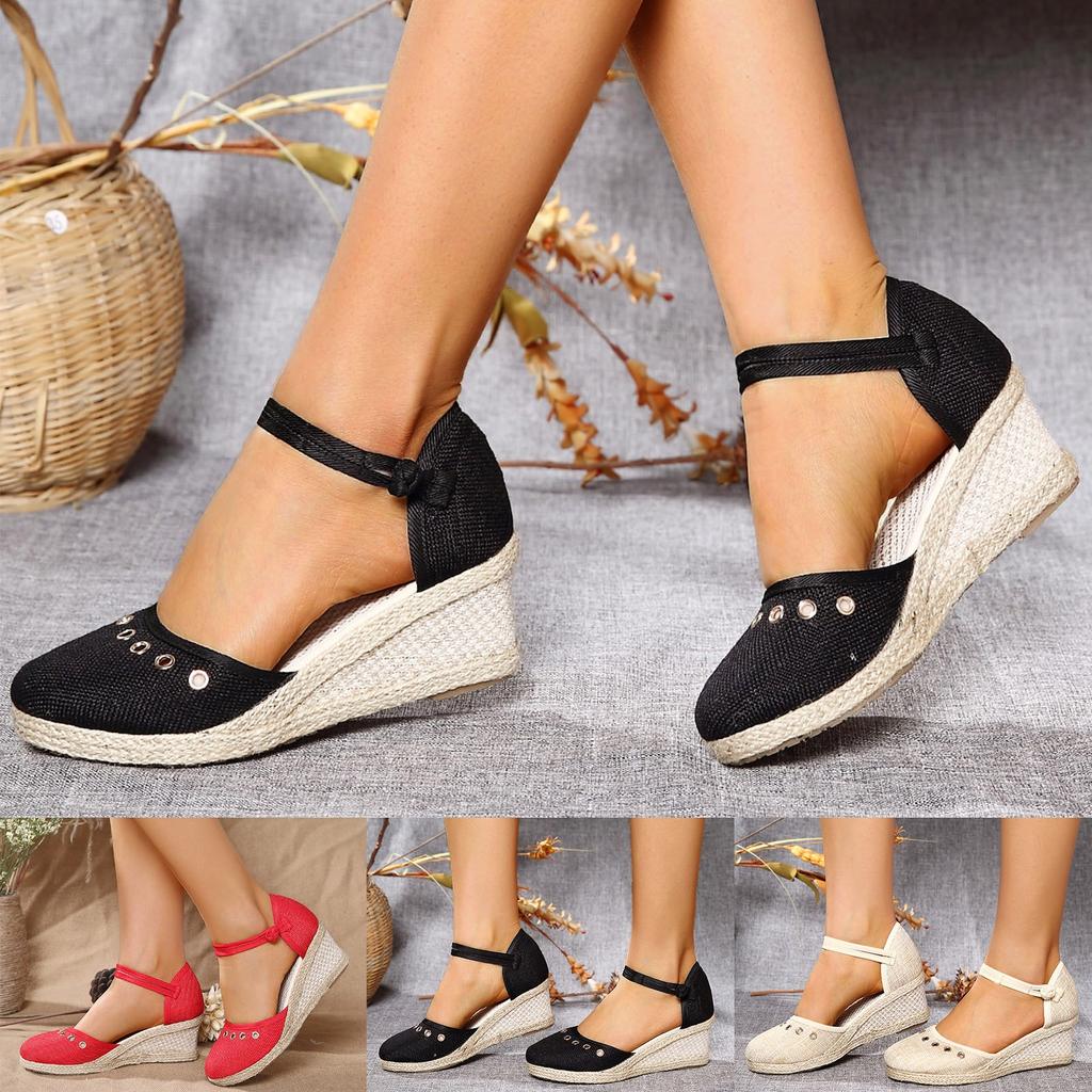 2024 Platform Sandals Wedge Women Shoes Elegant Ladies Slippers Summer Braided Buckle Boho Sandalias High Heels Female Sandals