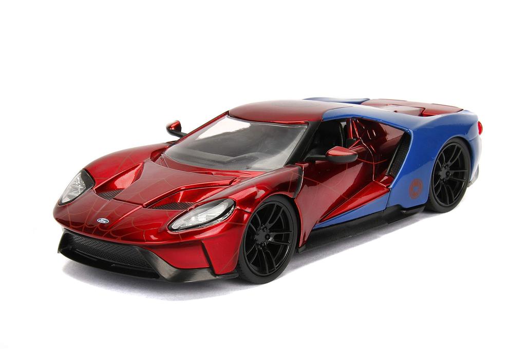 Jada 99725 Hollywood Rides 2017 Ford GT Spider-Man Figure, 124 Scale, Red/Blue