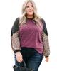 Azura Exchange Leopard Colorblock Long Sleeve Plus Size Top