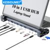 KEBIDUMEI 10-в-1 USB 3.0 Хаб Type-C Складная подставка для ноутбука База PD 100 Вт 4K HDTV SD TF Картридер 100 Мбит/с LAN-удлинитель Док-станция