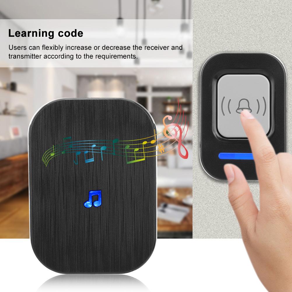 Беспроводной дверной звонок для дома 984,3 фута Большая дальность Музыкальный дверной звонок Контроль доступа