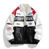 Removable Motorcycle Jacket Men Women Retro Americana Biker Style Oversized Zip-Up Riding Coat