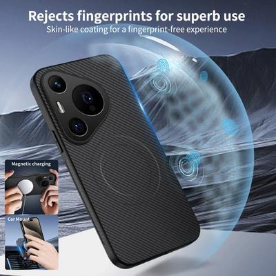 Чехол для телефона с текстурой углеродного волокна для Huawei Pura 70 Pro, магнитная беспроводная зарядка, противоударный, матовый силиконовый мягкий чехол-накладка
