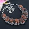 Mahogany Obsidian Gemstone 925 Sterling Silver Jewelry Necklace 18" KG-1632