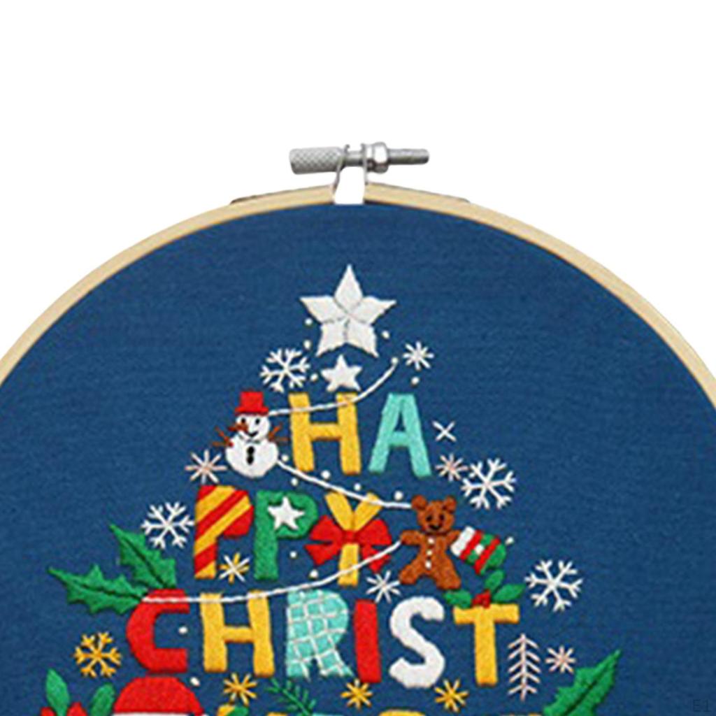 Christmas Embroidery Kit for Adults Craft Set Starters DIY Handwork Portable Art Hand