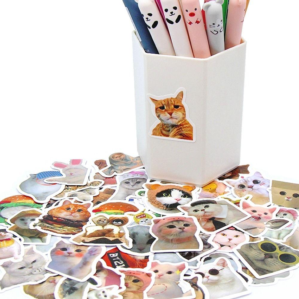 100Pcs DIY Cat Stickers PVC Kawaii Stickers Cute Funny Stickers Kids Sticker