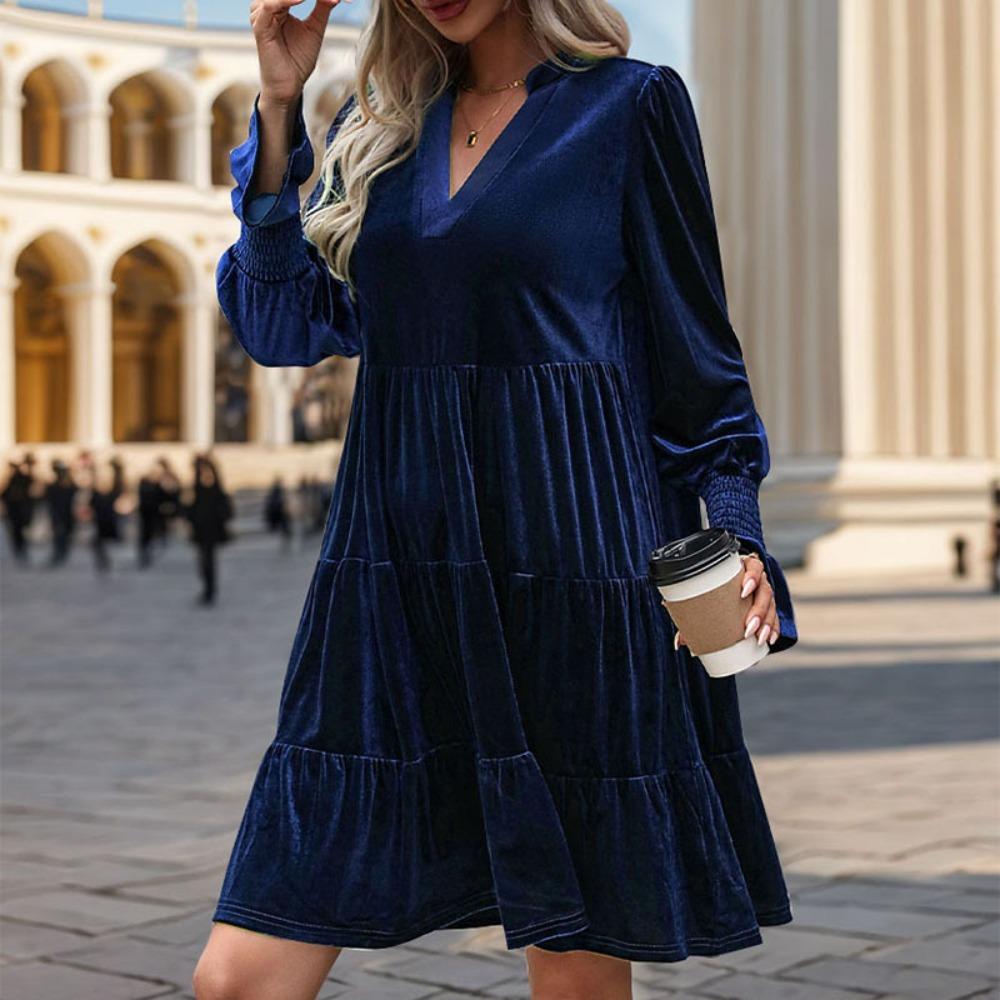 Women's Autumn Long Sleeve Solid Color Dress