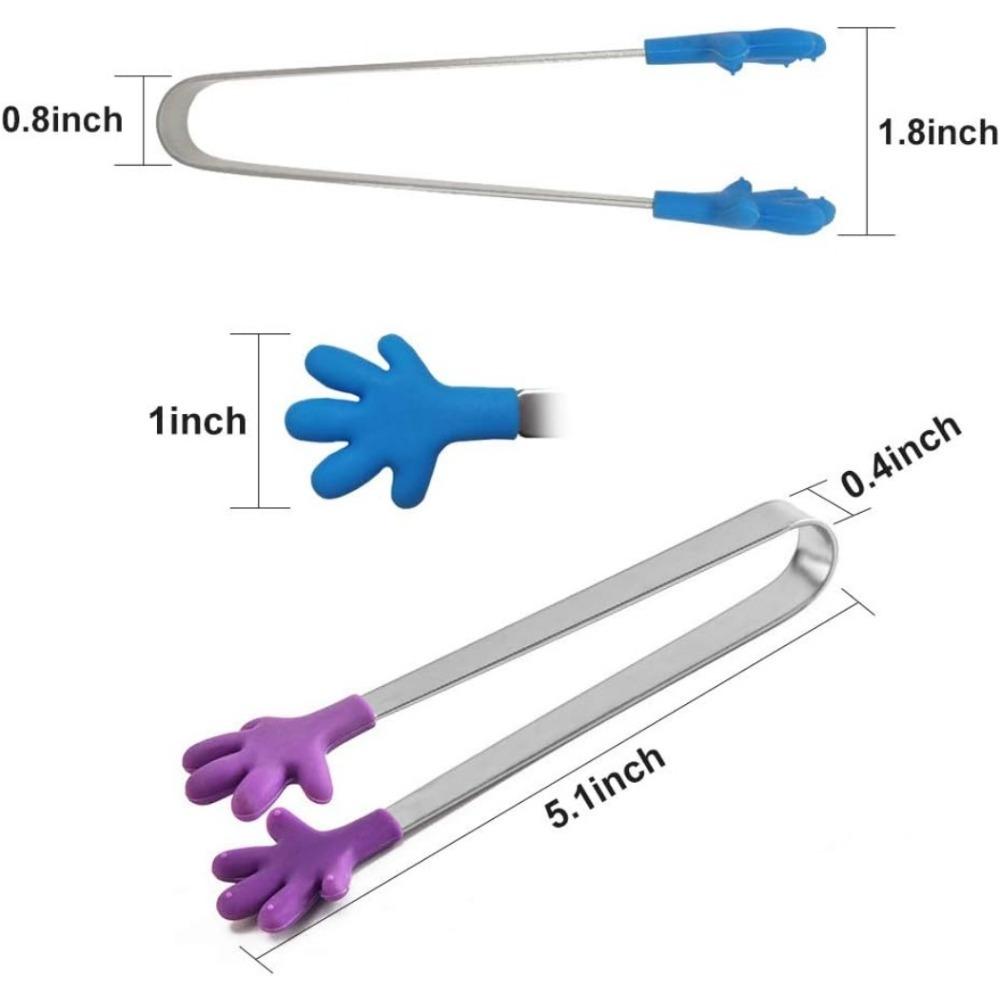 8 штук силиконовых мини-зажимов в форме руки, разноцветные детские зажимы для еды, льда, фруктов, барбекю, легко моющиеся, 5 дюймов