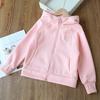 Girls' Simple Hooded Jacket: Solid-Color Spring/Fall Children's Cardigan Sweatshirt