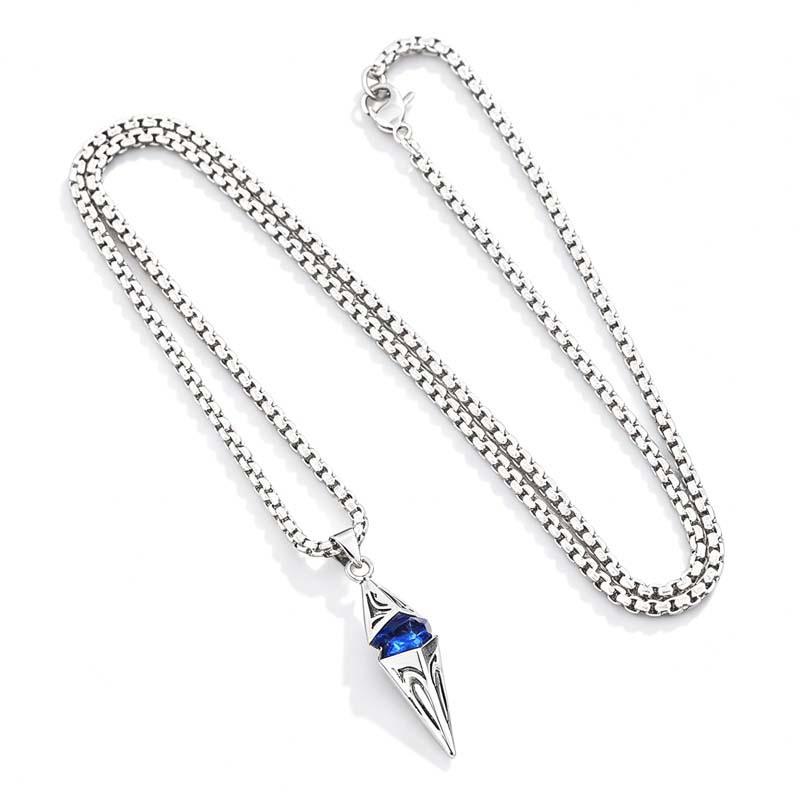 "Lost Crystal" Rhombus Blue Gem Spearhead Necklace - Y2K Spicy Girl Style Accessory