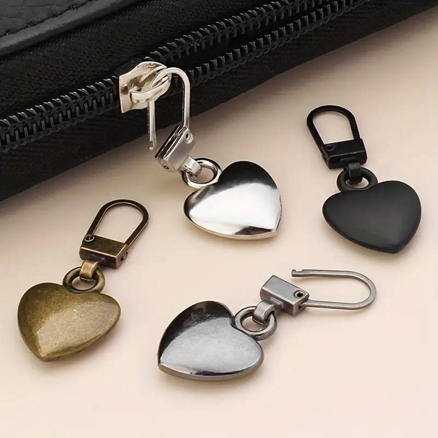 5 шт., съемник застежек-молний в форме сердца, съемный металлический слайдер на молнии, ремонтные комплекты для сумок, рюкзака, пальто, язычок на молнии