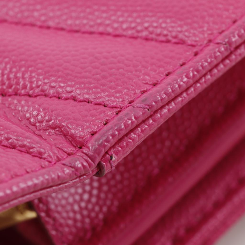 SAINT LAURENT ChainShoulder Chain wallet quilting pink leather Women Used