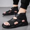 Black Sandals For Men High-Top Platform 2025 Summer Shoes Designer Breathable Casual Leather Soft Beach Slippers