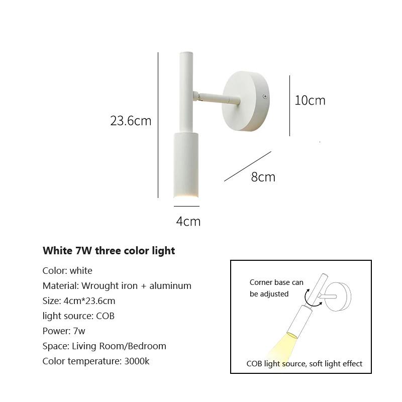 Modern Adjustable Rotaion Wall Light Minimalist Spotlight 7W LED Chandelier Reading Lights for Bedroom Hotel Night Book Lamp