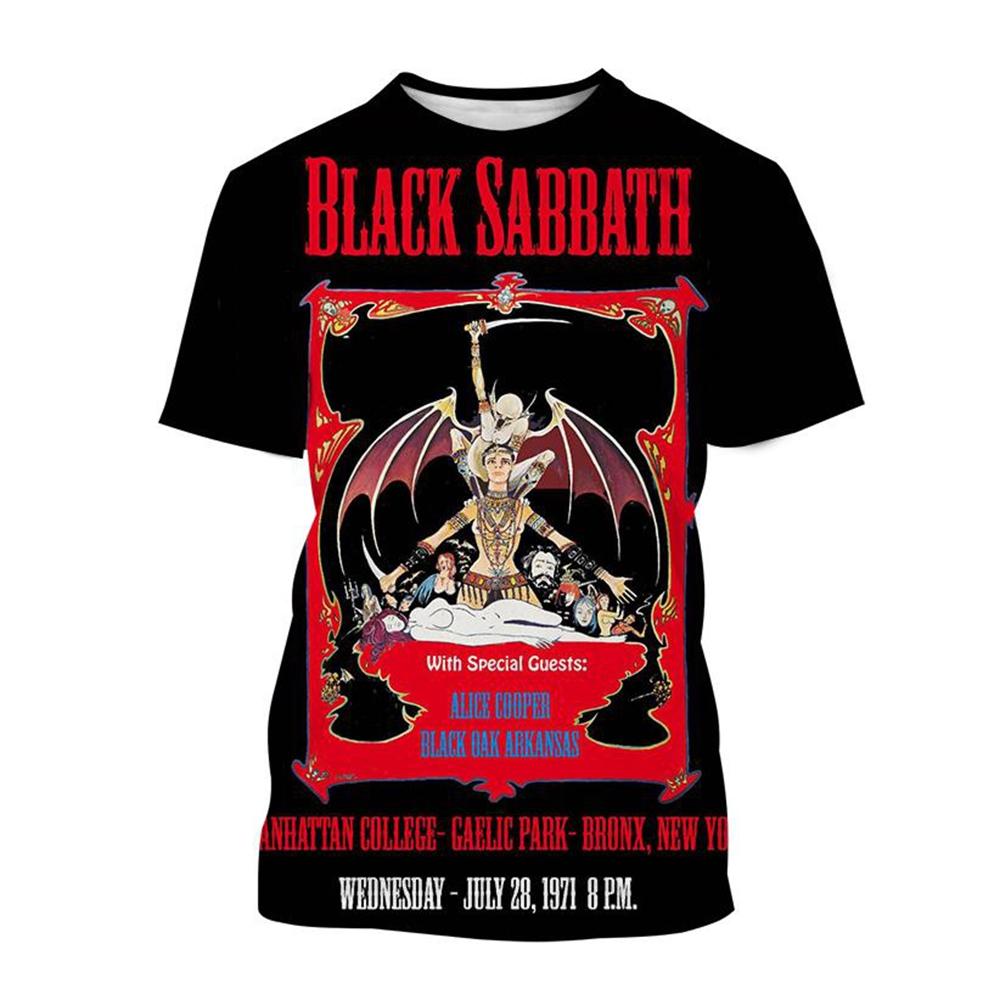 Мужские футболки с длинным рукавом и 3D-принтом с графикой группы Black Sabbath, с круглым вырезом - Мягкая полиэстеровая ткань средней эластичности, летняя одежда свободного кроя