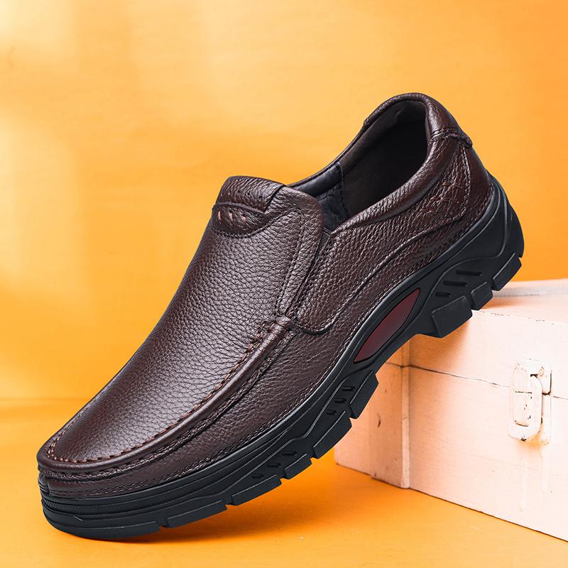 Роскошные мужские туфли из натуральной кожи для папы Spring &Amp; Осенняя мода Slip On Shoes Мужские классические мокасины Обувь для отдыха Мужская повседневная обувь