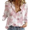 Cherry Blossom Printed Shirt Flower Button Up Loose Cotton Top Long Sleeve Fashionable Lapel Casual Women's Blouses