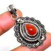 Carnelian Gemstone 925 Silver Plated Handmade Jewelry Pendant 1.70"