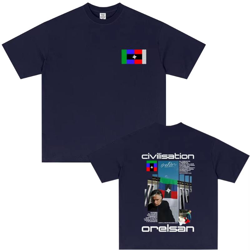 Рэпер Orelsan Альбом Civilisation Графические Футболки Унисекс Повседневные Мягкий Хлопок Футболка Унисекс Женская Хип-Хоп Мода Поп-Музыка Футболка