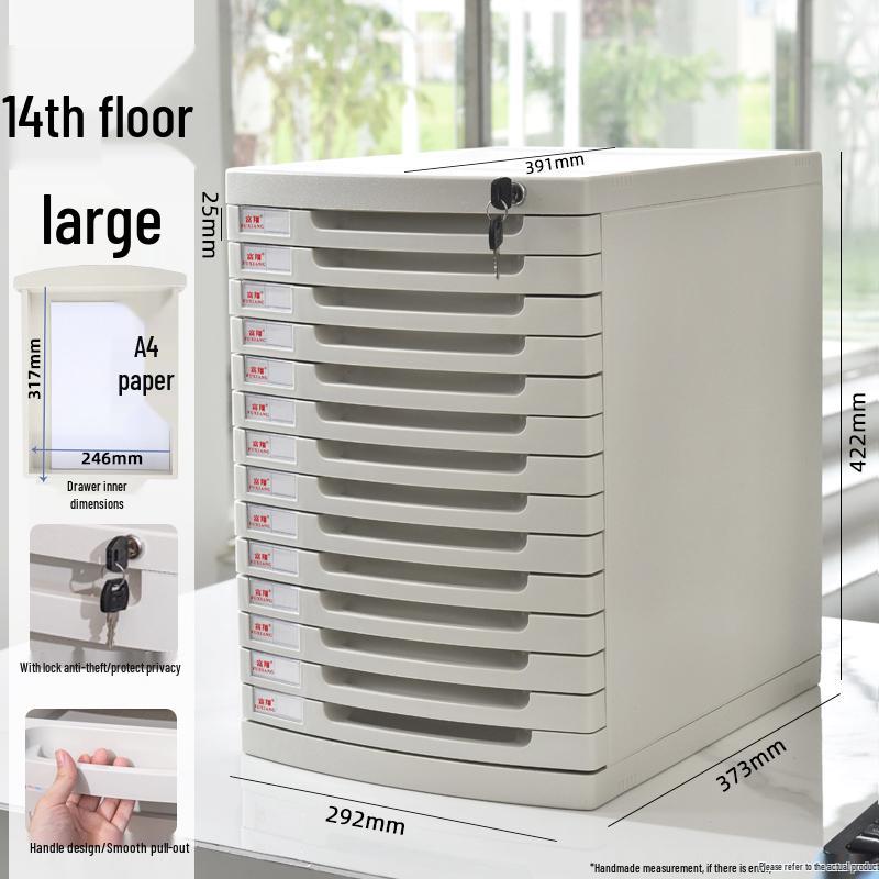 Lockable Multi-Layer A4 File Cabinet Drawer - Plastic Office Storage Box
