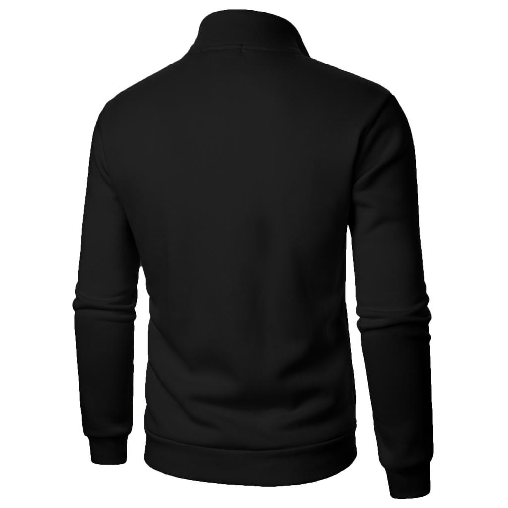 Мужская толстовка без капюшона с воротником-стойкой на молнии, спортивная рубашка с длинными рукавами, мягкая теплая куртка в ретро-этническом стиле с V-образным вырезом, однотонная Yasheng