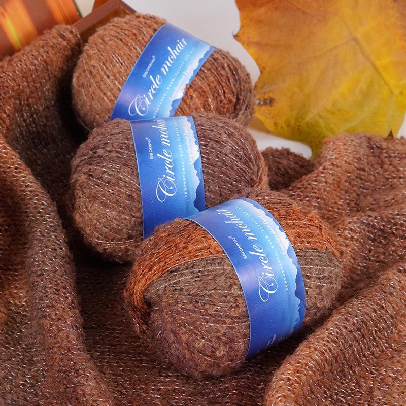 50G Секция Легкая Длинная Роскошная Пряжа Градиентной Окраски Теплый Мохер Мягкая Петля Пушистая