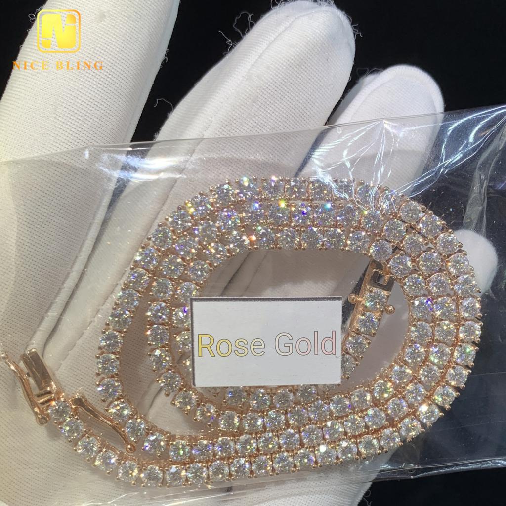 Cheapest Price Ready to Ship Moissanite Diamond Tennis Chain Necklace Bracelet Hip Hop Iced Out Jewelry VVS Moissanite Chain