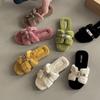 2025 Autumn and Winter Fashion Simple Belt Buckle Internet Celebrity Fluffy Slippers Women Wear Casual Thick-soled One-word Cotton Shoes
