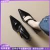 Pointed Single Shoes Women's Thick Heel with Shallow Mouth Mary Jane Shoes Temperament High Heels