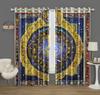 Mystic Zodiac Curtains 2 Panels 3D Print Sun Block Gold Blue Magic Pattern Bedroom Living Room Decor Starry Astrology Art