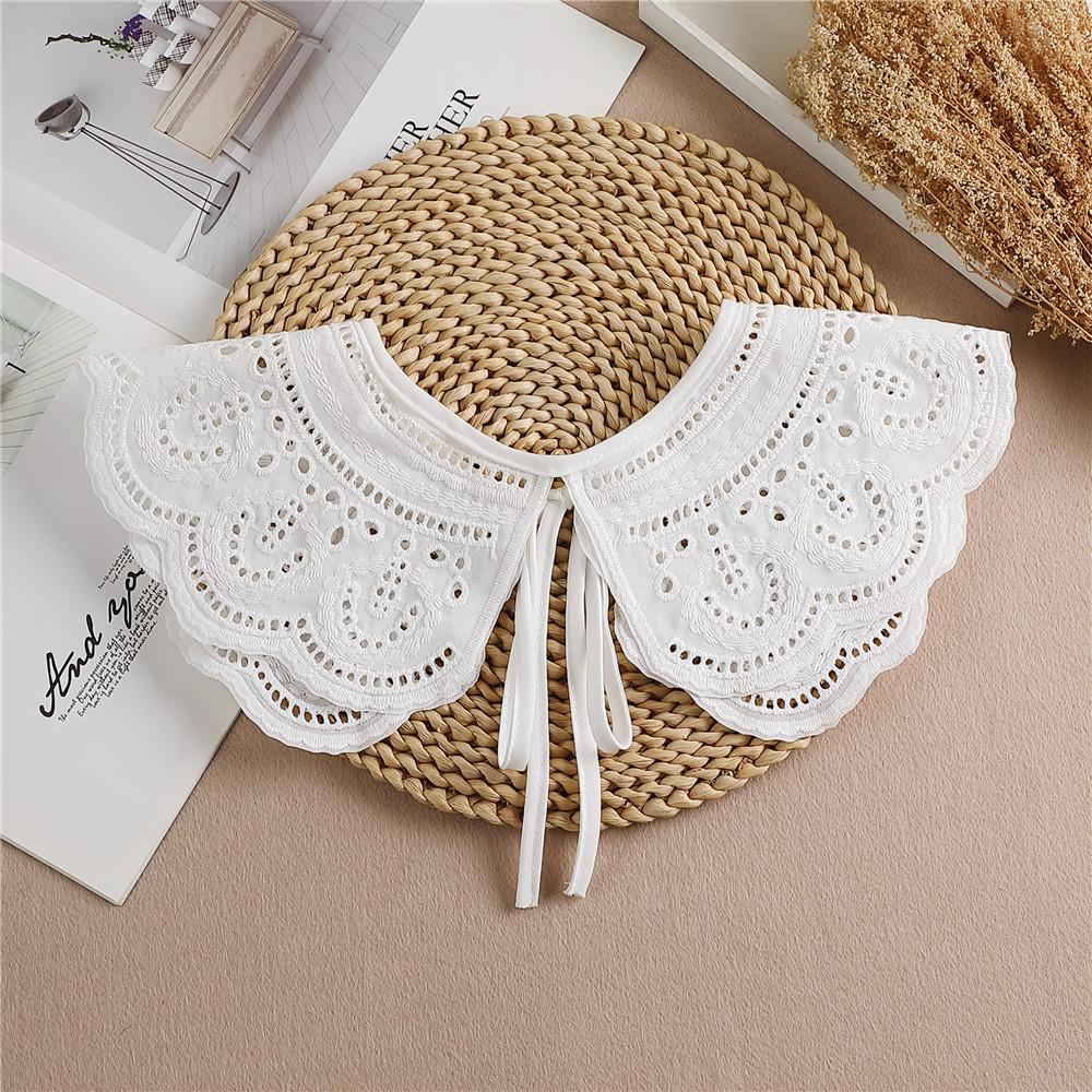 Solid Color White Lace Fake Collar Shawl Wrap False Collars Female Necklace Small Scarf Shawl  Detachable Collars Decor