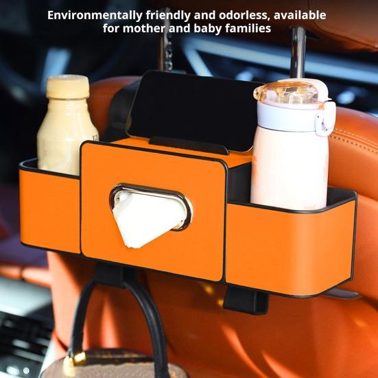 Органайзер для хранения в автомобиле с диспенсером для салфеток, двойными подстаканниками, карманом для телефона, водонепроницаемый ящик для хранения на спинке сиденья для внедорожника, седана, путешествий, повседневного использования
