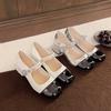Shallow Single Shoes Women's 2025 Spring New Versatile Color Matching Round Head Mary Jane Shoes Casual Fashion Thick Heel Women's Shoes Tide