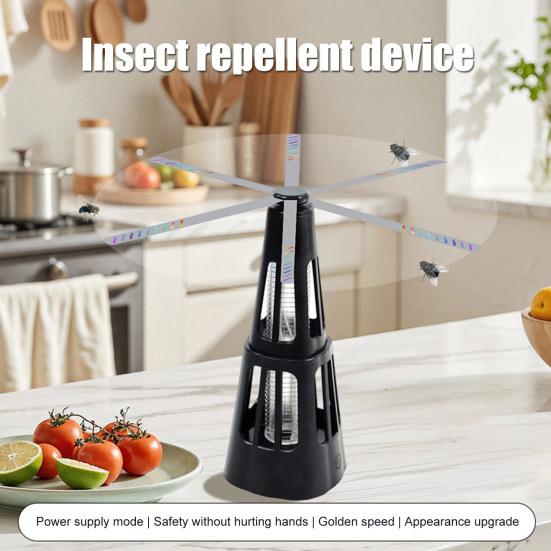 Вентилятор для отпугивания мух с голографическими лопастями, подсветкой, перезаряжаемый от USB, для использования в помещении
