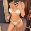 Новый сексуальный бикини в рубчик с лямкой на шее, женский купальник, женский купальник, комплект бикини из двух предметов, мягкий купальный костюм, купальный костюм для женщин