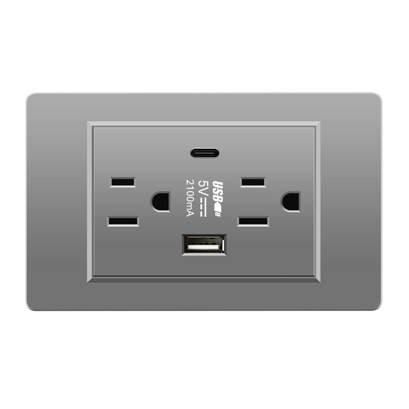 1PC American USB switch socket American standard American standard six-hole Type-c118 switch socket