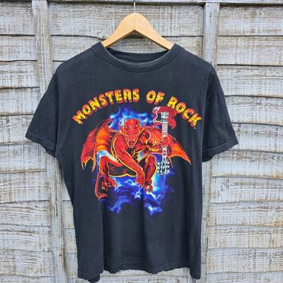 Винтажная футболка 90-х Monsters Of Rock с группами ACDC, Metallica, Motley Crue Мужская Унисекс