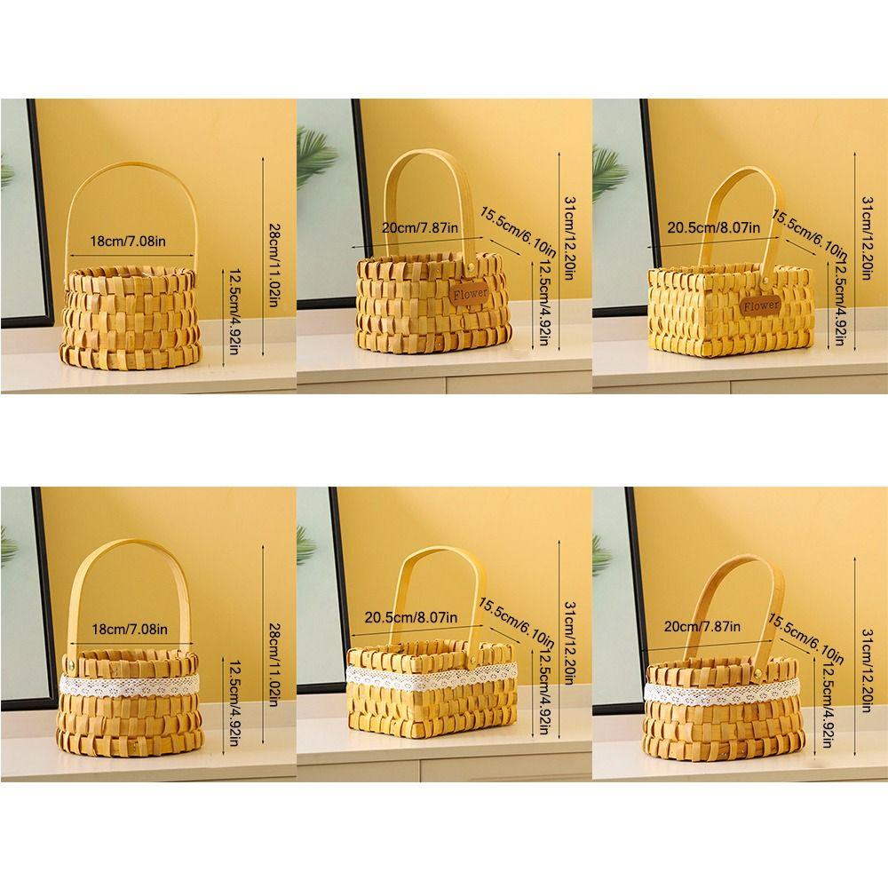 Brown Handheld Woven Flower Basket with Handle Decorative Baskets Gift Storage Basket
