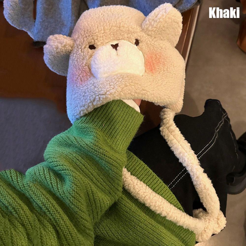 Fashion Cute Bear Ears Warm Windproof Cap Lamb Hair Cap Winter Hat Beanies
