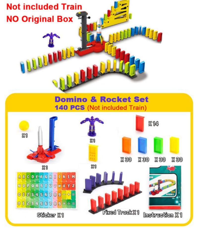 Electric Automatic Laying Domino Brick Train Building Blocks Rocket Toys For Children Colorful Domino Game Educational Toys Gift