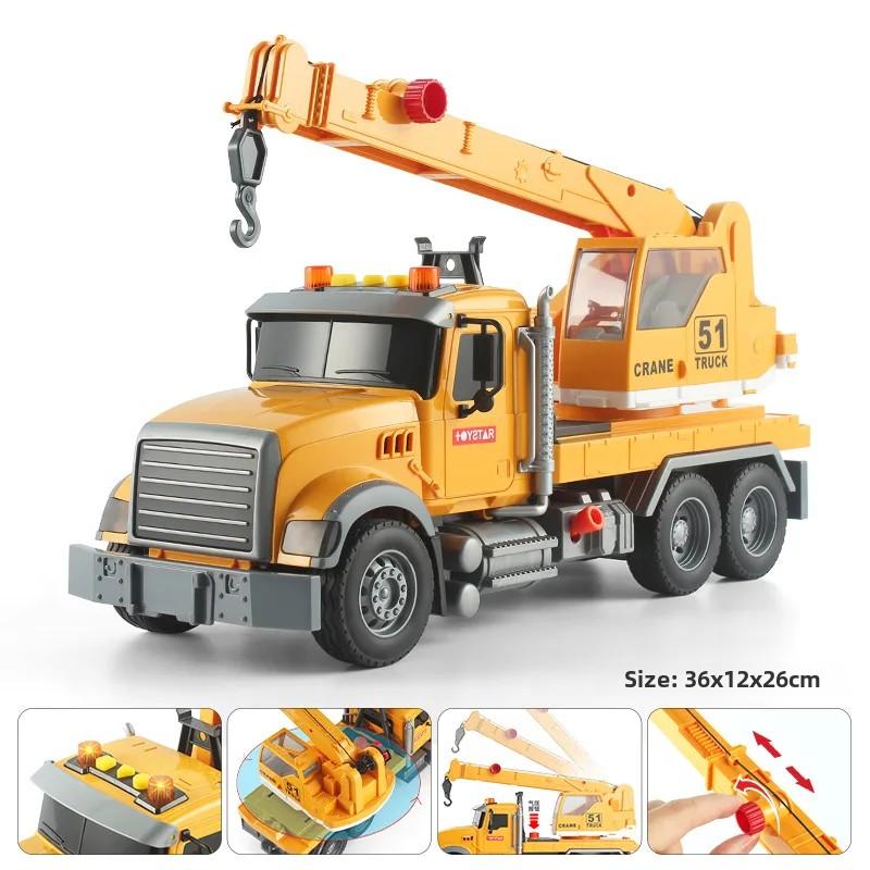 Игрушечный эвакуатор с бортовой платформой и краном с игровым набором гоночных автомобилей, большие игрушки, спасательная машина, толкай и двигайся, свет и звуки, подарок на день рождения для детей