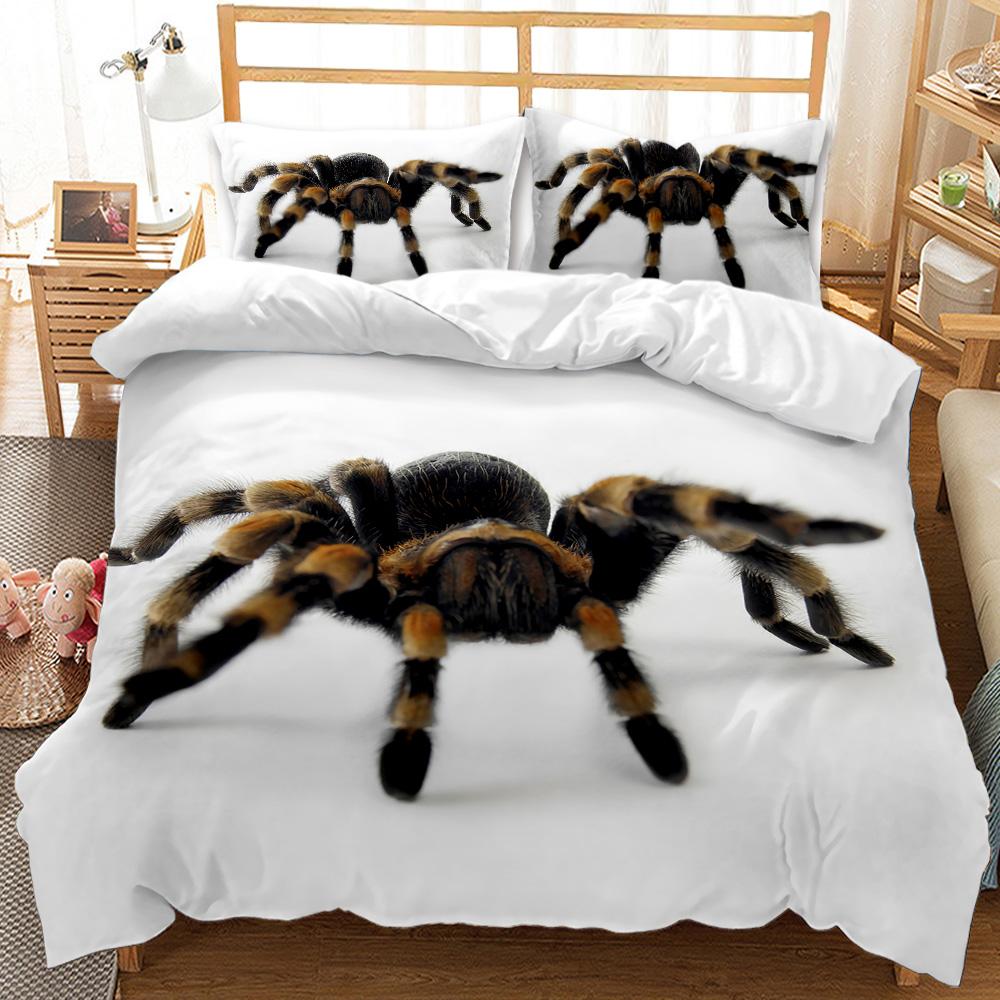 3D Print Microfiber Tarantula Printing Bedding Set - Insect Theme Duvet Cover with Black & Brown Spider
