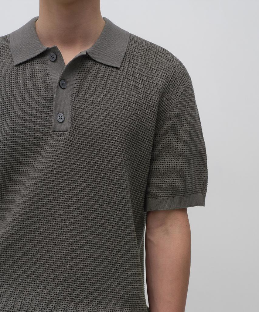 MUSINSA STANDARD Crocheted Knitted Polo Shirt [Khaki Grey]