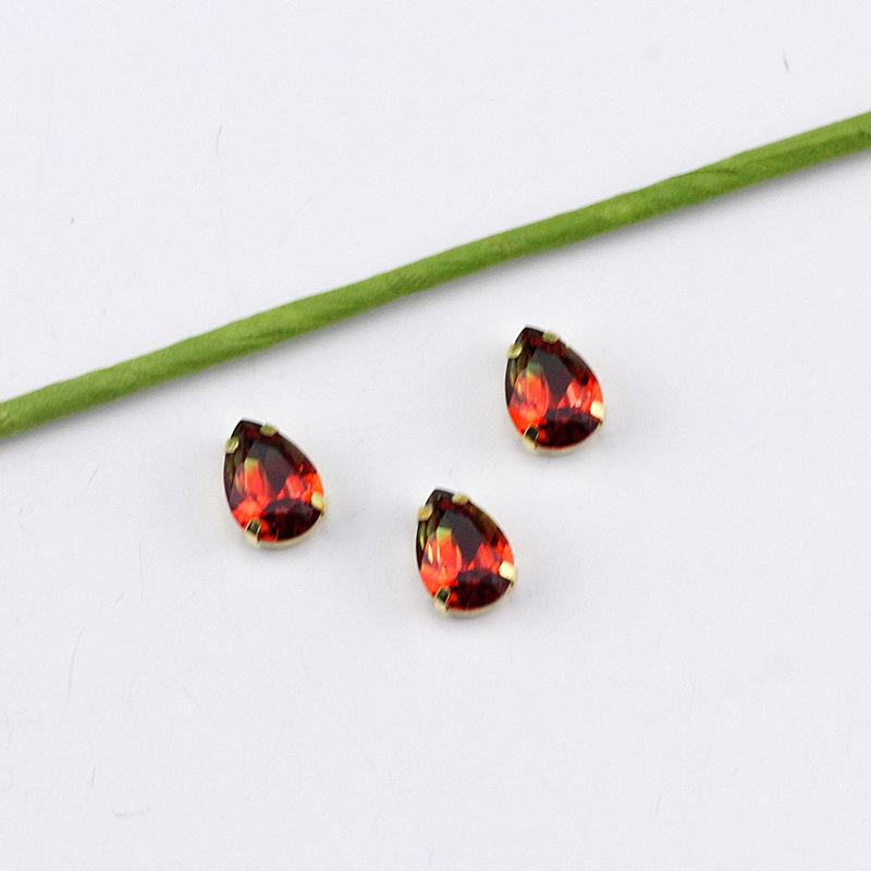 Серебряный коготь Капля Турмалин Бриллиант Градиентный драгоценный камень для DIY ювелирных изделий, обуви, сумок - 10x14 мм Кристальный камень.