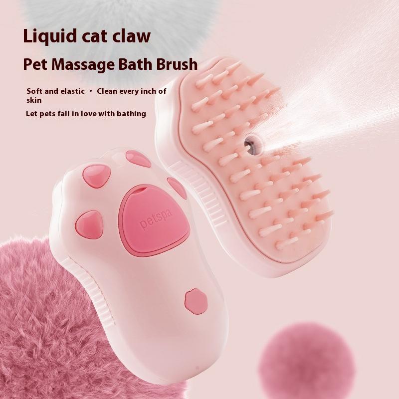 Pet Steam Spray Comb Cat Comb Cute Cat Claw Shape Refillable Liquid Pet Cleaning Massage Bathing Comb Pet Products Accessories