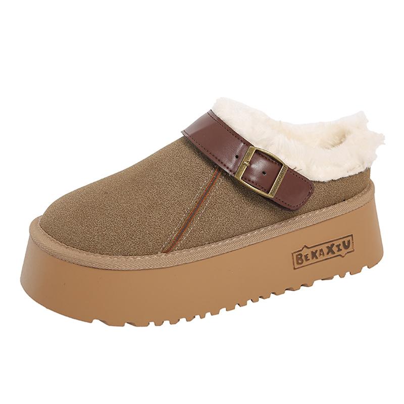 Ботильоны женские на меховой платформе, замшевые короткие плюшевые туфли на плоской подошве, хлопковая обувь, тренд 2025 года, теплые зимние тапочки, уютные домашние женские туфли Zapatos