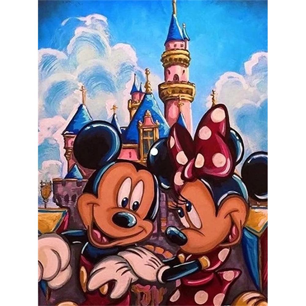 Disney Diamond Painting Mickey and Minnie Castle Oil Painting Style Wall Decoration Embroidery Full Diamond Cross Stitch HandmadeDIYGiftHomeDecoration