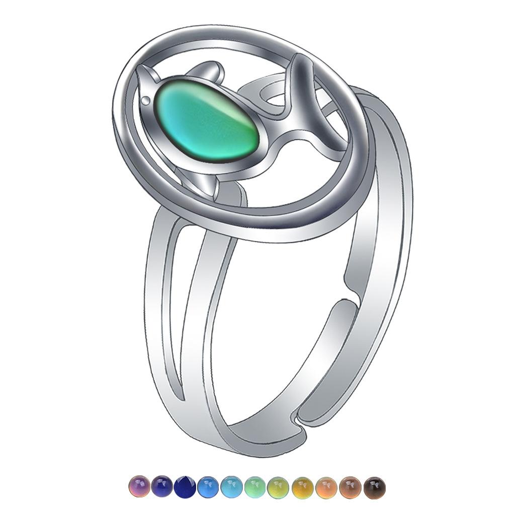 1Pcs Fashion Ring Simple Children's Princess Cartoon Cute Animal Temperature Change Ring