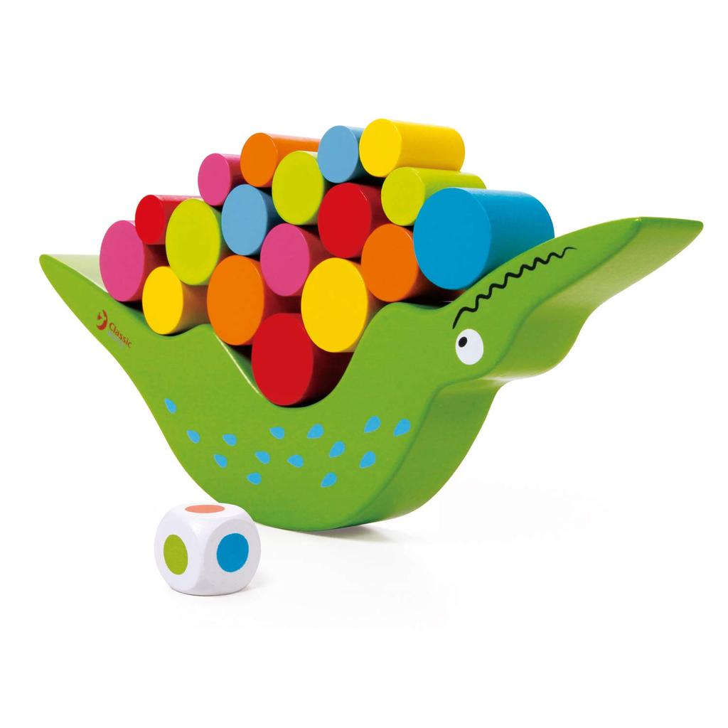 Classic World Crocodile Balancing Colorful Wooden Building Fingertip Building Game for Girls and Ages and Perfect for Preschool and Elementary School