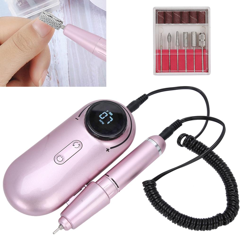 30000RPM Rechargeable Electric Nail Drill Machine Adjustable Nail Grinding MachinePink